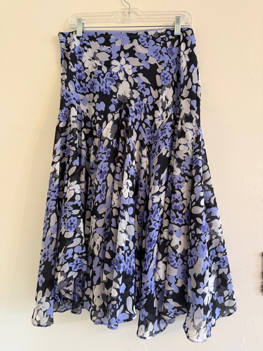 Women's Black Floral Maxi Skirt with Lavender Accents